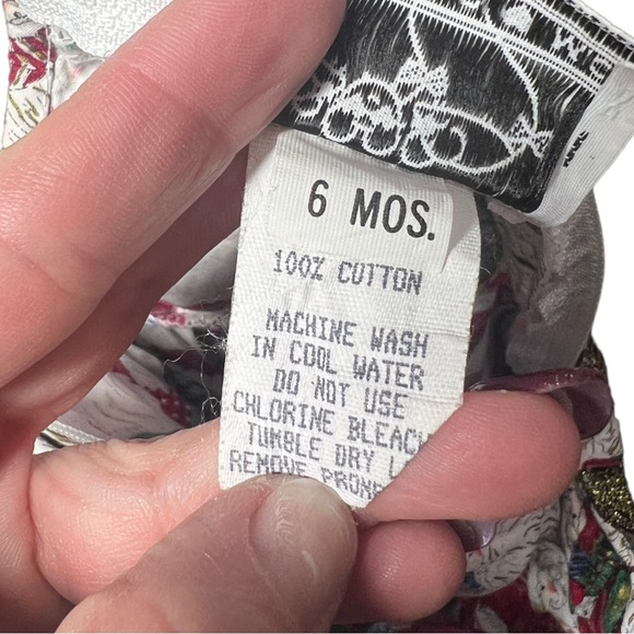 VTG 90's Santa Print THREE BLIND MICE Christmas Bubble Romper w/Bow Sz 6 months - Picture 8 of 10